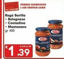 Eurospar Barilla Bolognese Ragù Alla Bolognese 400 G offerta