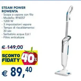 Esselunga Steam Power Rowenta Scopa a vapore con filo RY6557 1200 W offerta