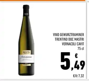 Conad Vino Gewürtztraminer Trentino DOC Mastri Vernacoli Cavit 75 cl offerta