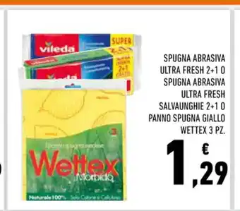 Conad Wettex Spugna Abrasiva Ultra Fresh 2+1 O Spugna Abrasiva Ultra Fresh Salvaunghie 2+1 0 Panno Spugna Giallo Wettex 3 Pz offerta