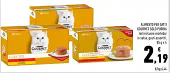 Conad Alimento Per Gatti Gourmet Gold Purina tortini/cuore morbido/ in salsa, gusti assortiti, 85 g x 4 offerta