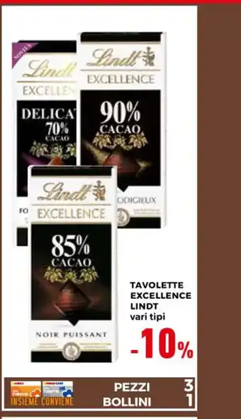 Conad Tavolette Excellence Lindt vari tipi offerta