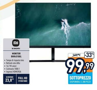 Unieuro Xiaomi Monitor BHR4510GL offerta