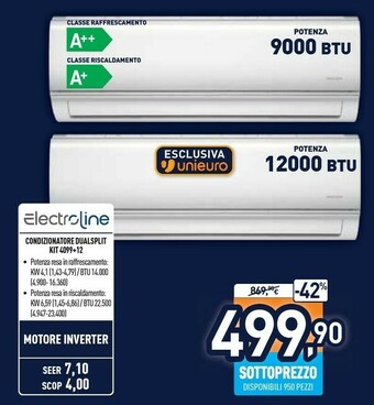 Unieuro Electroline Condizionatore Dualsplit Kit 4099+12 offerta