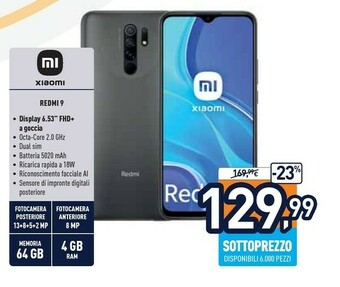 Unieuro Xiaomi Redmi 9 16,6 Cm (6.53") 4 GB 64 GB Doppia SIM 4G USB Tipo-C Verde 5020 MAh offerta
