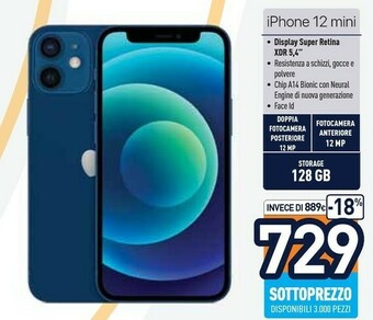 Unieuro KPN Apple IPhone 12 Mini 13,7 Cm (5.4") IOS 14 5G 128 GB Blu offerta