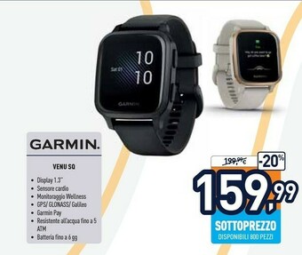 Unieuro Garmin Venu SQ LCD 3,3 Cm (1.3") Grigio GPS (satellitare) offerta