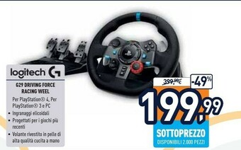 Unieuro Logitech G29 Sterzo + Pedali PC,PlayStation 4,Playstation 3 Analogico USB 2.0 Nero offerta
