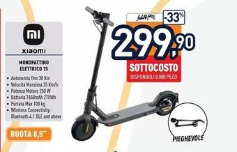 Unieuro Xiaomi Mi Electric Scooter 1S 25 Km/h Nero offerta