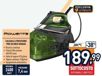 Unieuro Rowenta DG8686 Perfect Steam Pro 2400 W 1,1 L Piastra Microsteam 400 Nero, Verde offerta