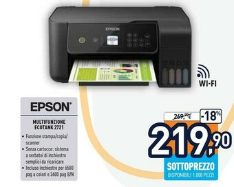 Unieuro Epson EcoTank ET-2721 offerta
