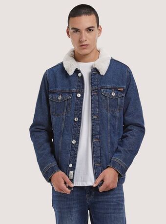 Giubbotto in denim con pelliccia