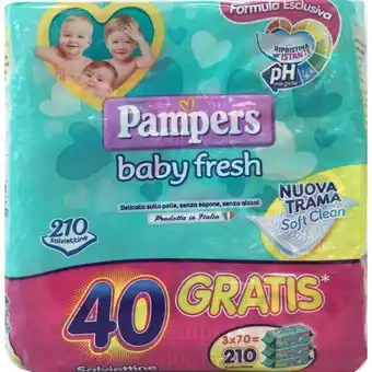 La Saponeria Pampers salviettine bimbo classiche baby fresh 210 pezzi offerta