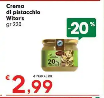 Eurospar Crema di pistacchio Witor's 220 gr offerta