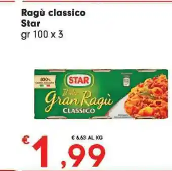 Eurospar Star Ragù c;assico 100 gr x 3 offerta