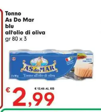 Eurospar Tonno As Do Mar blu all'olio di oliva 80 gr x 3 offerta