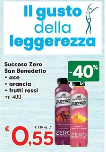Eurospar Succoso Zero San Benedetto oce arancia frutti rossi 400 ml offerta