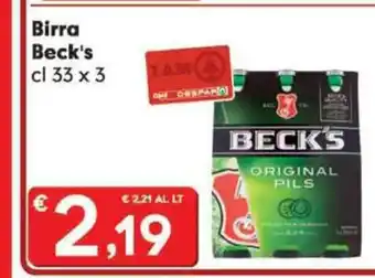 Eurospar Birra Beck's 33 cl x 3 offerta