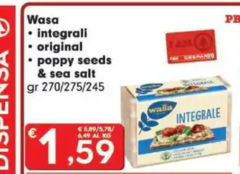 Wasa integrali original poppy seeds & sea salt 270 / 275 / 245 gr