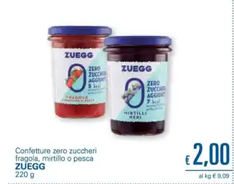 Unes Zuegg Confetture zero zuccheri fragola, mirtillo o pesca 220 g offerta