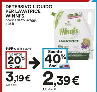 Coop Winni's Detersivo Liquido Per Lavatrice offerta