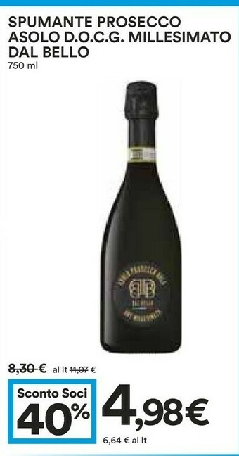 Coop Dalbello Spumante Prosecco Asolo DOCG Millesimato 750 Ml offerta