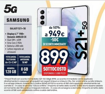 Unieuro Proximus Galaxy Samsung S21+ 17 Cm (6.7") Doppia SIM Android 11 5G USB Tipo-C 8 GB 128 GB 4800 MAh Viola offerta
