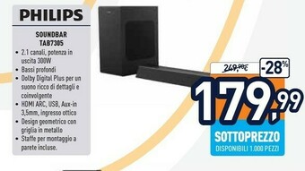 Unieuro Philips Soundbar TAB7305 offerta