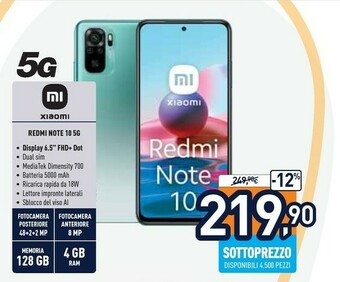 Unieuro Xiaomi Redmi Note 10 5G offerta