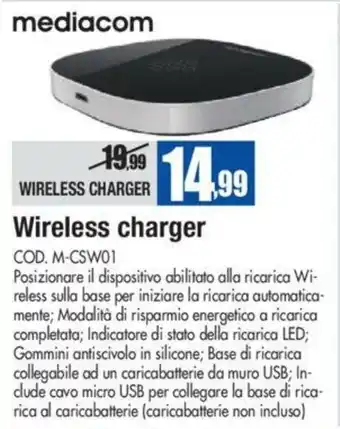 Wellcome Mediacom Wireless charger offerta