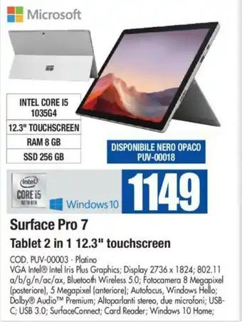 Wellcome Microsoft Surface Pro 7 Tablet 2 in 1 12.3" touchscreen offerta