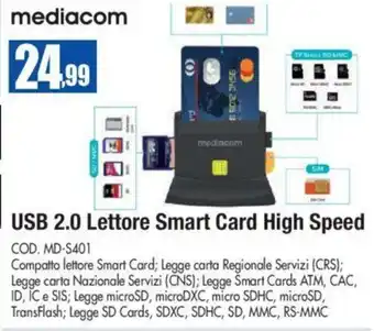 Wellcome Mediacom USB 2.0 Lettore Smart Card High Speed offerta