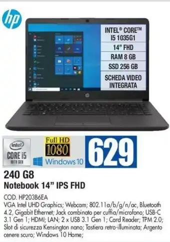 Wellcome hp 240 G8 Notebook 14" IPS FHD offerta