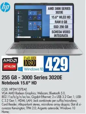 Wellcome hp 255 G8 - 3000 Series 3020E Notebook 15.6" HD offerta