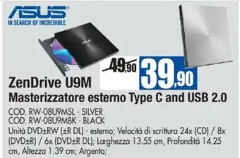 Wellcome Asus ZenDrive U9M Masterizzatore esterno Type C and USB 2.0 offerta