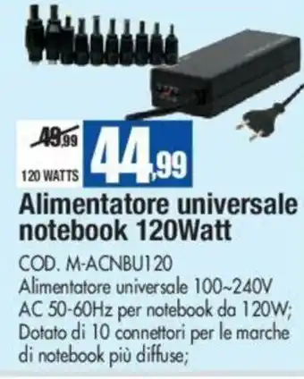 Wellcome Alimentatore universale notebook 120Watt offerta