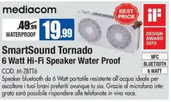 Mediacom SmartSound Tornado 6 Watt Hi-Fi Speaker Water Proof