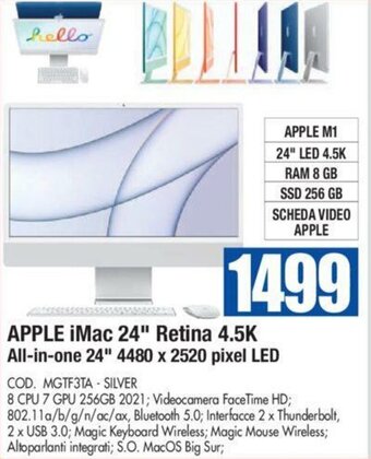Apple iMac 24" Retina 4.5K All-in-one 24" 4480 x 2520 pixel LED