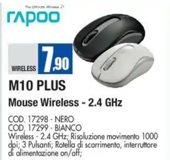Rapoo M10 Plus Mouse Wireless - 2.4 GHz