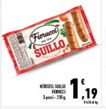Conad City Wûrstel Suillo Fiorucci 3 pezzi - 250 g offerta
