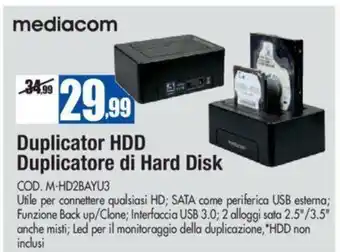 Wellcome Mediacom Duplicator HDD Duplicatore di Hard Disk offerta