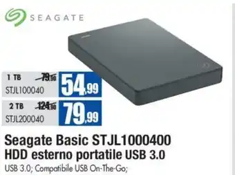 Wellcome Seagate Basic STJL1000400 HDD esterno portatile USB 3.0 2 TB offerta