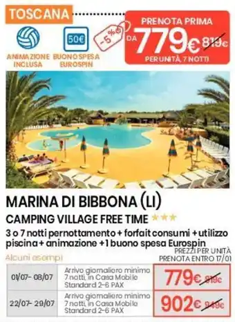 Eurospin Marina di Bibbona Camping Village Free Time offerta