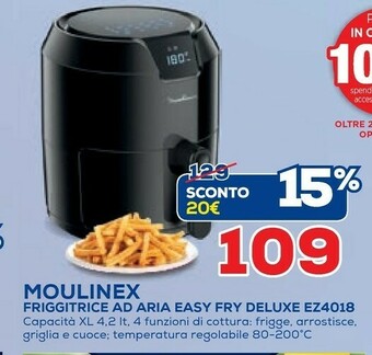 Euronics Moulinex EZ4018 Easy Fry Deluxe, Friggitrice Ad Aria Senza Olio, 8 Modalità Preimpostate, Capacità XL Fino A 6 Persone, 80° A offerta
