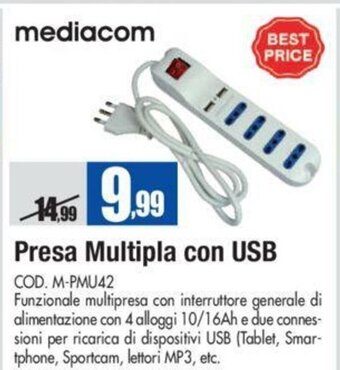 Mediacom Presa Multipla con USB
