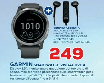 Euronics Garmin Vivoactive 4 Orologio Sportivo Nero Touch Screen 260 X 260 Pixel Bluetooth offerta