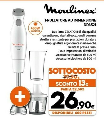 Expert Moulinex Frullatore Ad Immersione DD4521 offerta