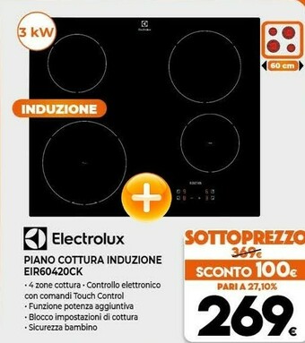 Expert Electrolux EIR60420CK Nero Da Incasso 59 Cm A Induzione 4 Fornello(i) offerta