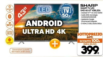 Expert Sharp 43BL2EA 109,2 Cm (43") 4K Ultra HD Smart TV Wi-Fi Grigio offerta
