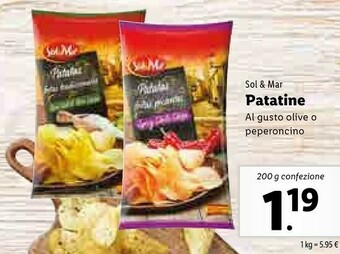 Lidl Sol & mar Patatine Al Gusto Olive O Peperoncino offerta